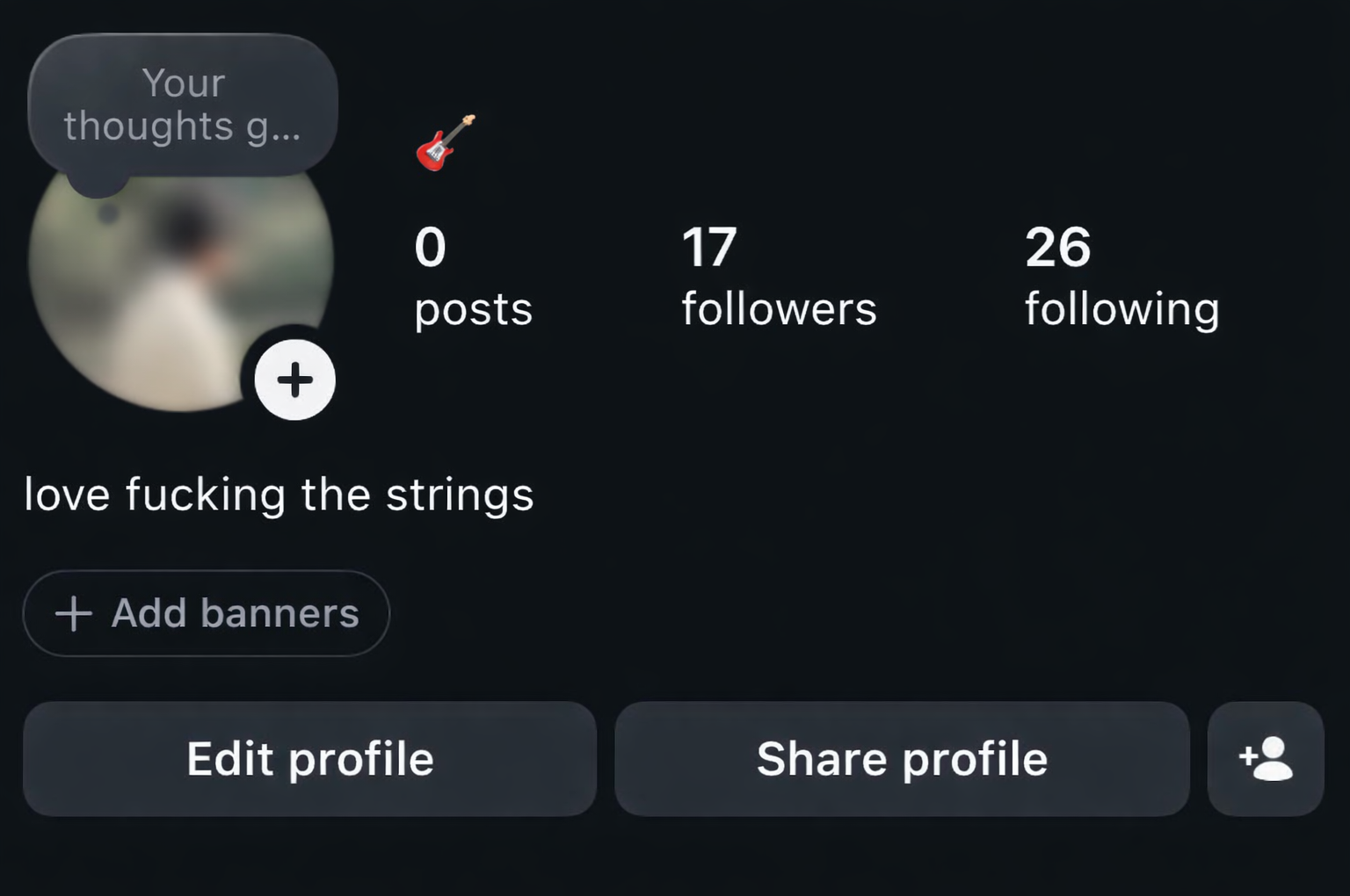 ملف شخصي على Instagram تظهر فيه الأغنية المفقودة أسفل السيرة الذاتية أو خيار Add music to your profile غير موجود.