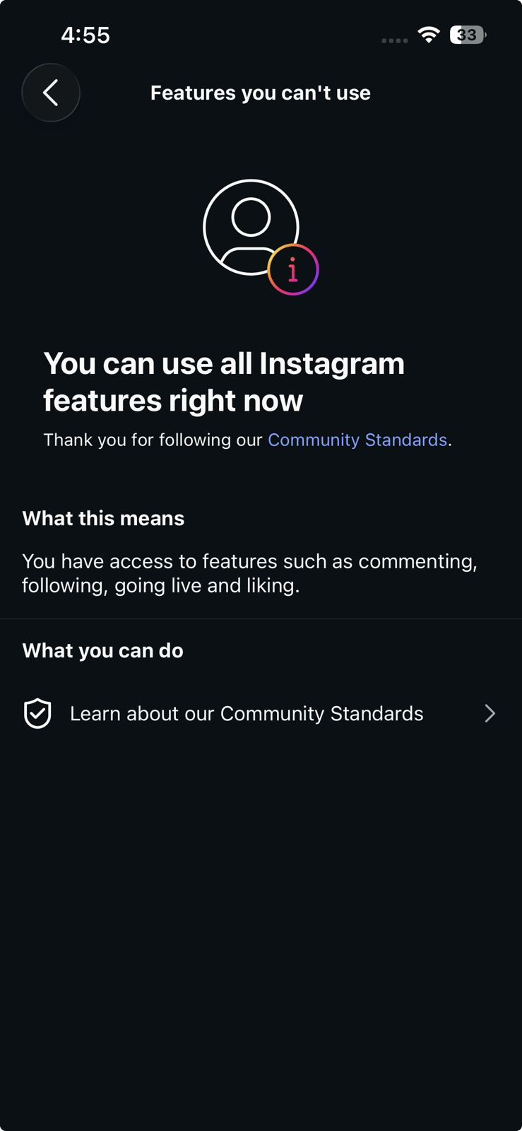 تدفق المساعدة والإبلاغ عن مشكلة في Instagram المستخدم للإبلاغ عن خيار الأرشيف المفقود أو المعطل.