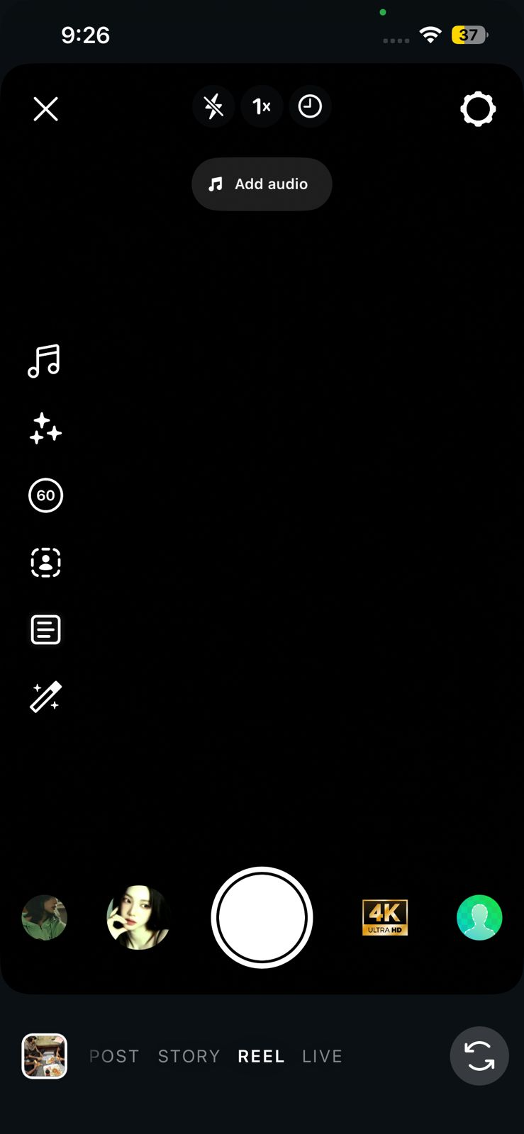 محرر ريلز Instagram يتقدم إلى شاشة المشاركة النهائية حيث يظهر مفتاح التبديل 'تجربة'.