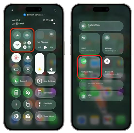 انتقال iPhone من شبكة Wi-Fi إلى بيانات الهاتف المحمول بعد تحذير عدم توافق شبكة Private Relay.