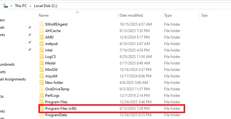 مجلد Program Files x86