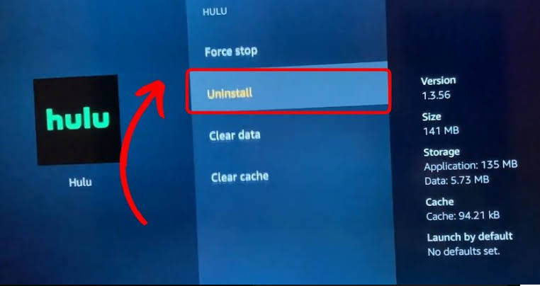 تلفزيون ذكي يقوم بإلغاء تثبيت وإعادة تثبيت تطبيق Hulu من متجر التطبيقات.
