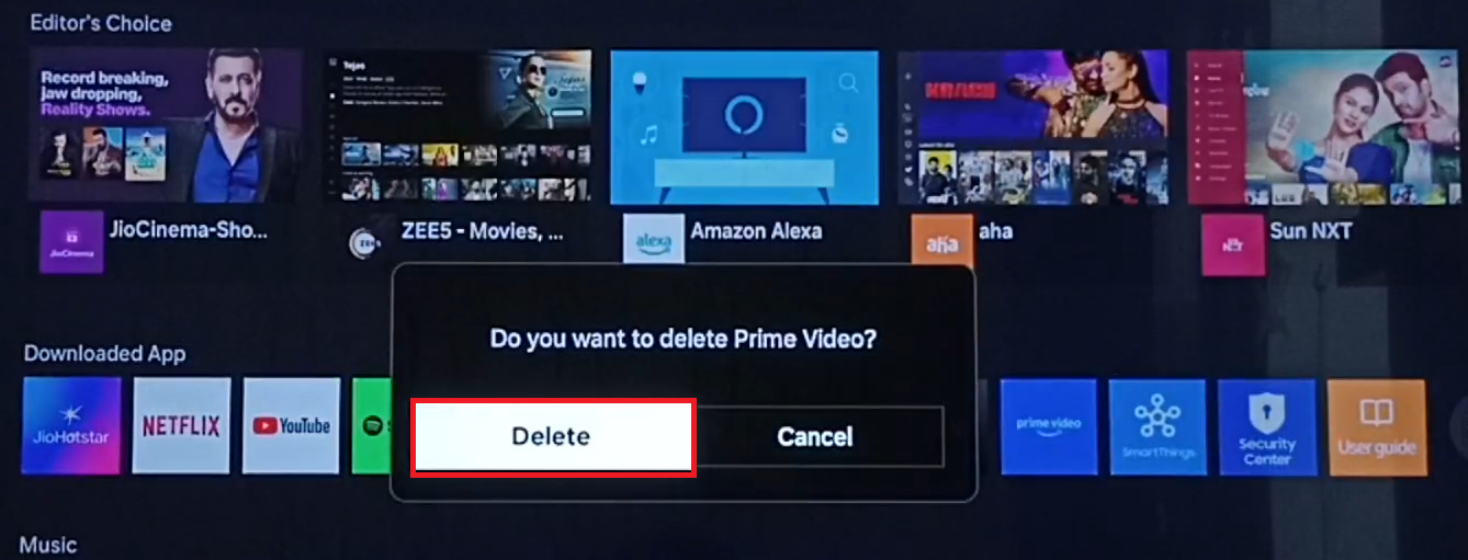 إعادة تثبيت تطبيق Prime Video على تلفزيون ذكي بعد استمرار مشاكل الترجمة.