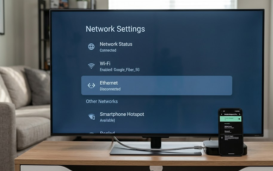 إعادة تشغيل الموجه واختبار Ethernet أثناء استكشاف مشكلات Disney+ على التلفاز.