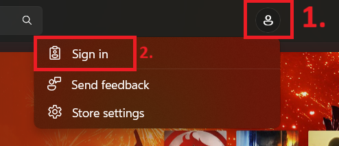 خيار تسجيل الدخول إلى Microsoft Store