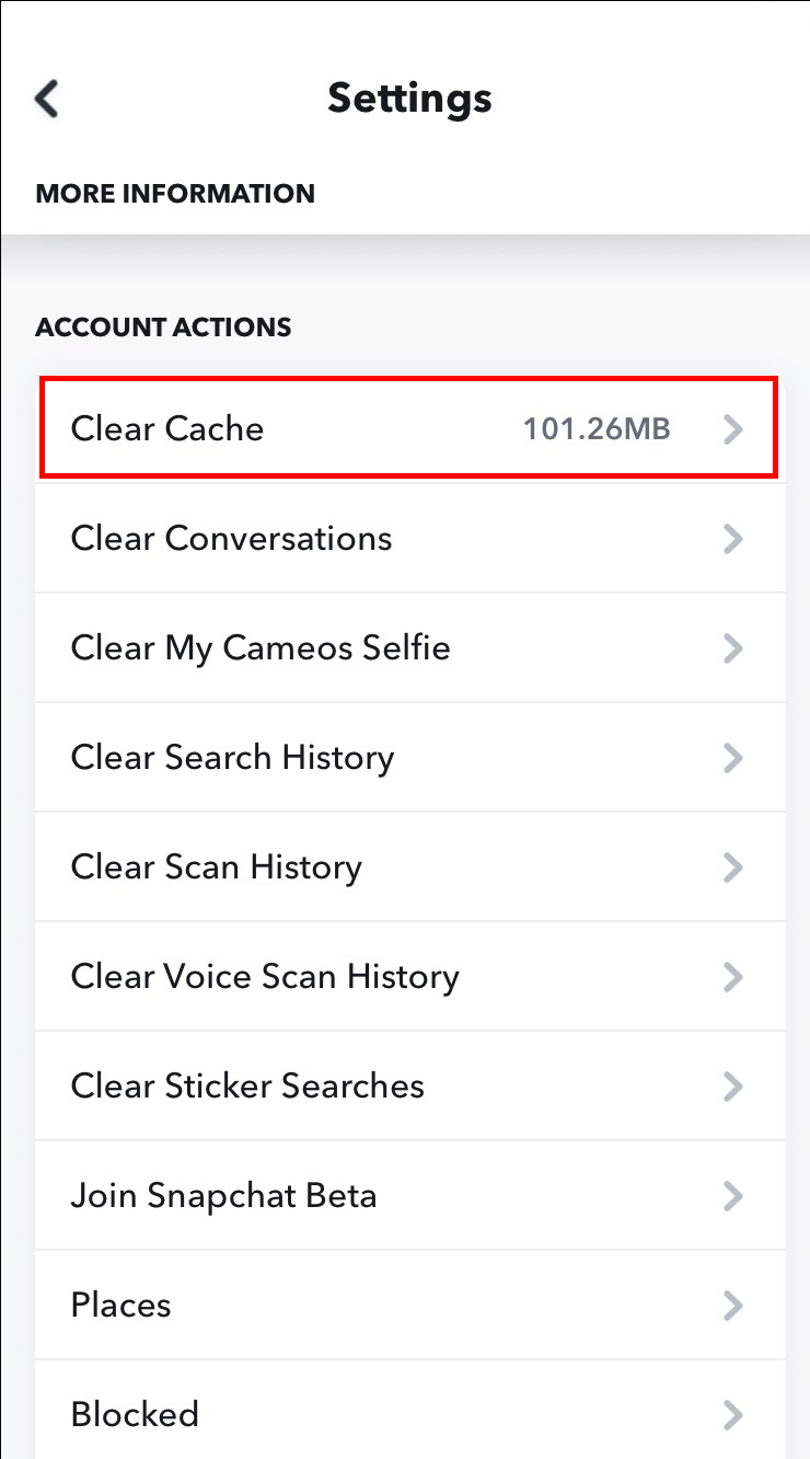 إعدادات Snapchat تعرض خيارات مسح ذاكرة التخزين المؤقت والمساعدة بينما تكون Find Friends أو <a href='https://www.dztecs.com/tech/fix-snapchat-error-ss07-device-ban-proven-solutions/'/>Quick Add مفقودة.
