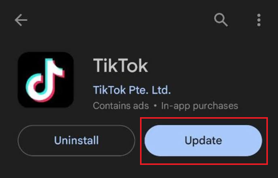 شاشات تحديث TikTok في App Store و Google Play Store.