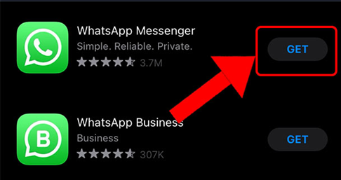 قائمة WhatsApp Messenger الرسمية في متجر التطبيقات تحل محل إصدار معدل أو غير مدعوم.