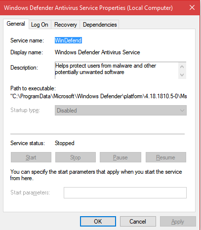 خدمة Microsoft Defender Antivirus Service