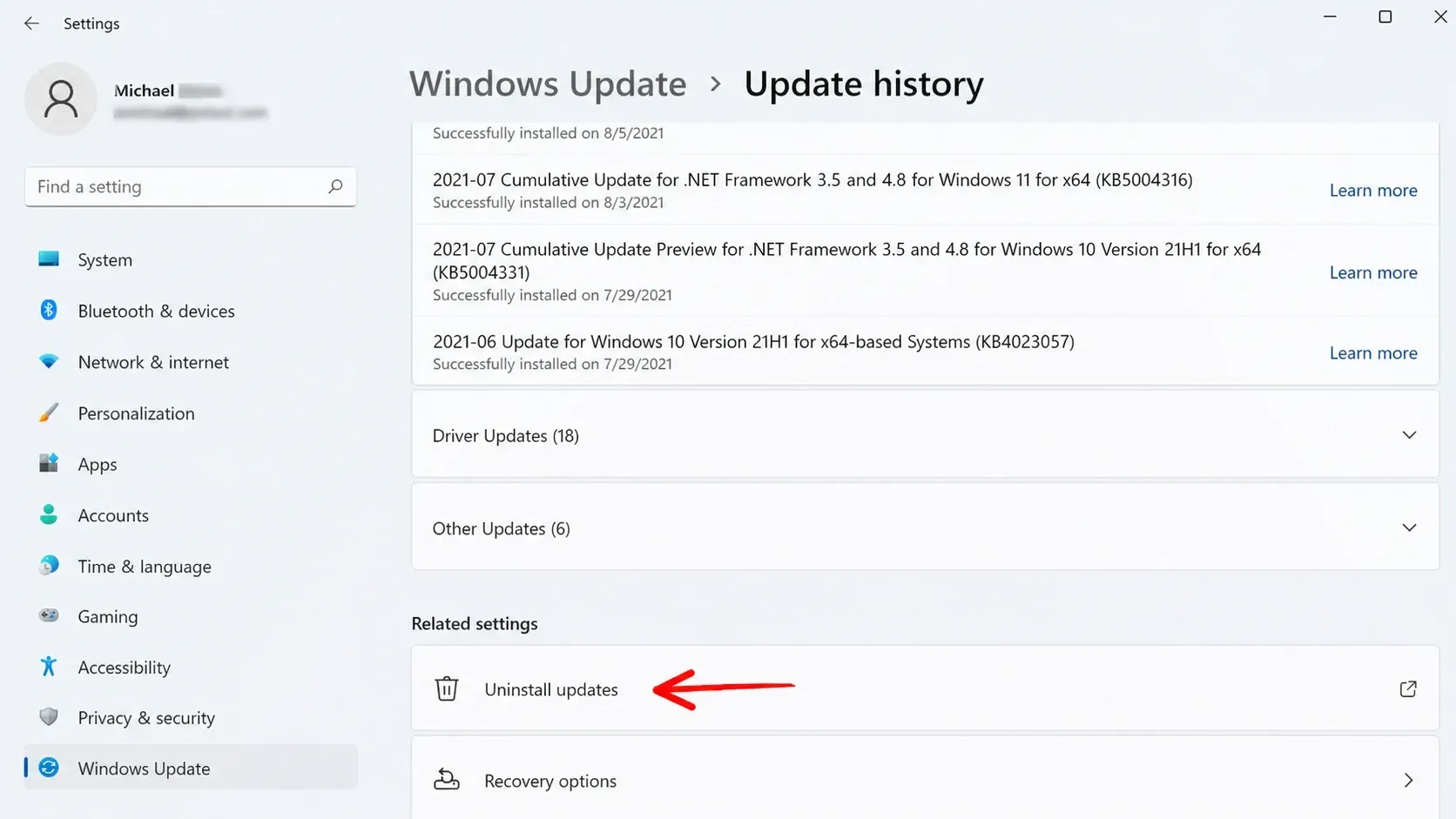 Odinstaluj usługę Windows Update