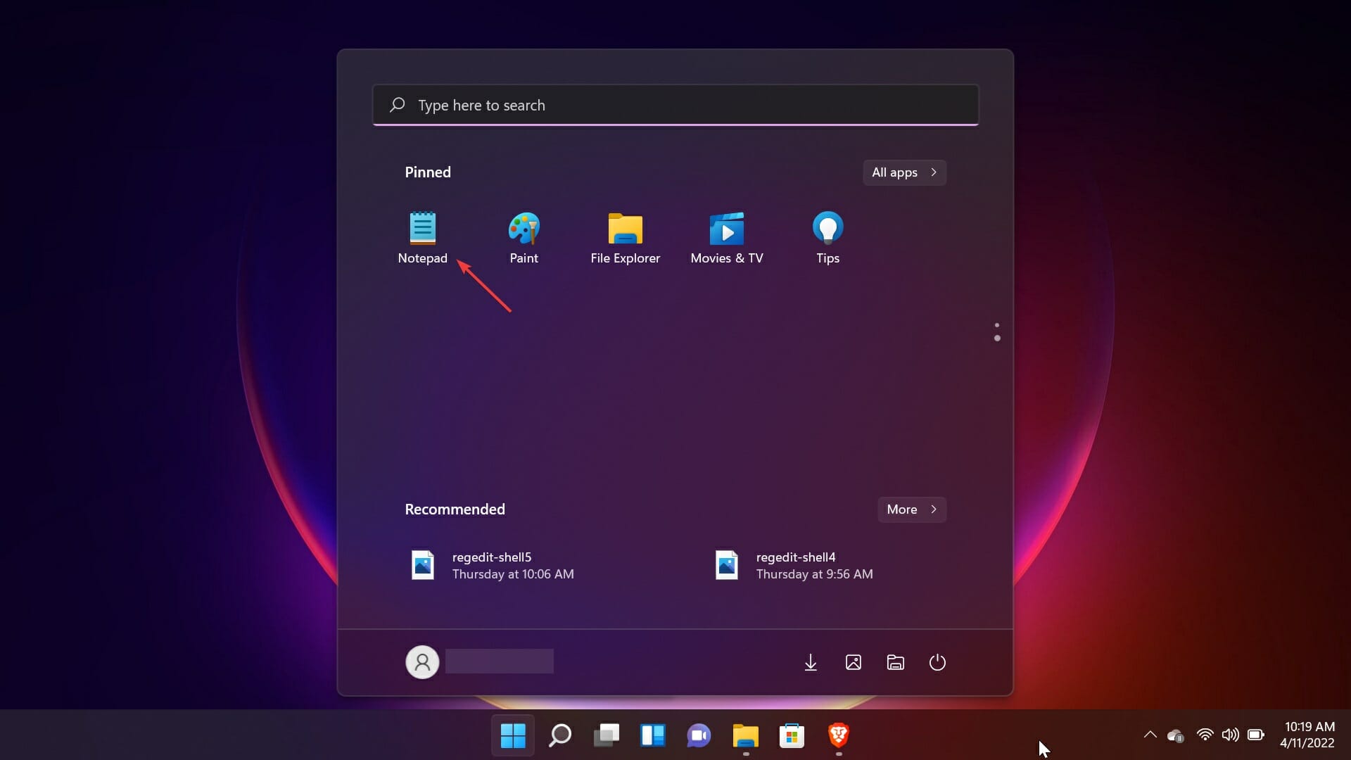 Notepad مثبت في Windows
