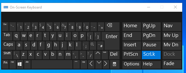إيقاف تشغيل Scroll Lock من لوحة المفاتيح على الشاشة