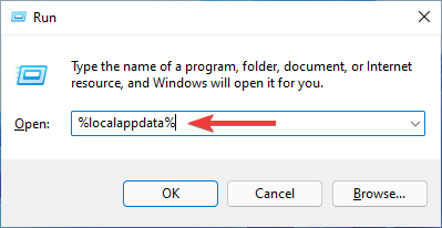 فتح مجلد localappdata