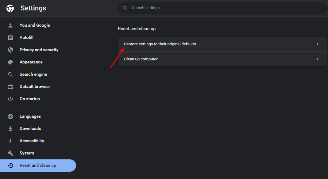 خيارات مسح البيانات في Chrome