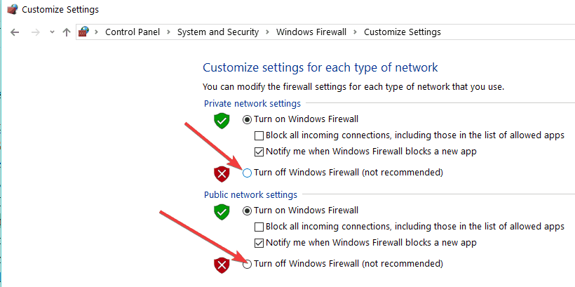 Opties om Windows Defender Firewall in of uit te schakelen