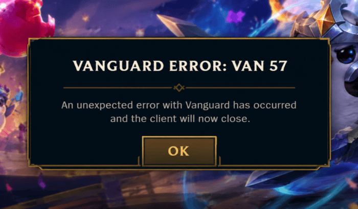 خطأ Vanguard VAN 57