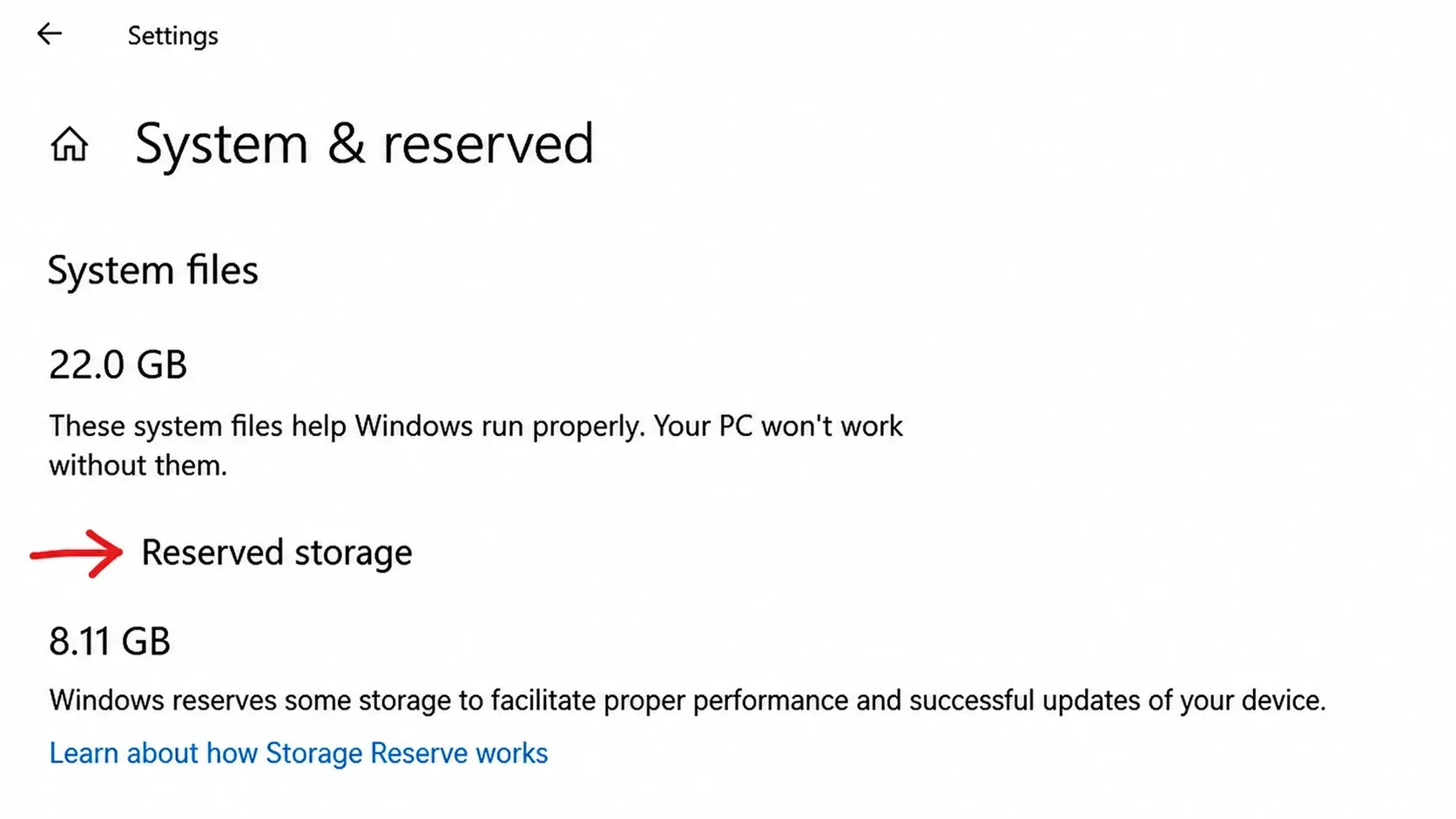 Zarezerwowany system pamięci masowej w systemie Windows 11