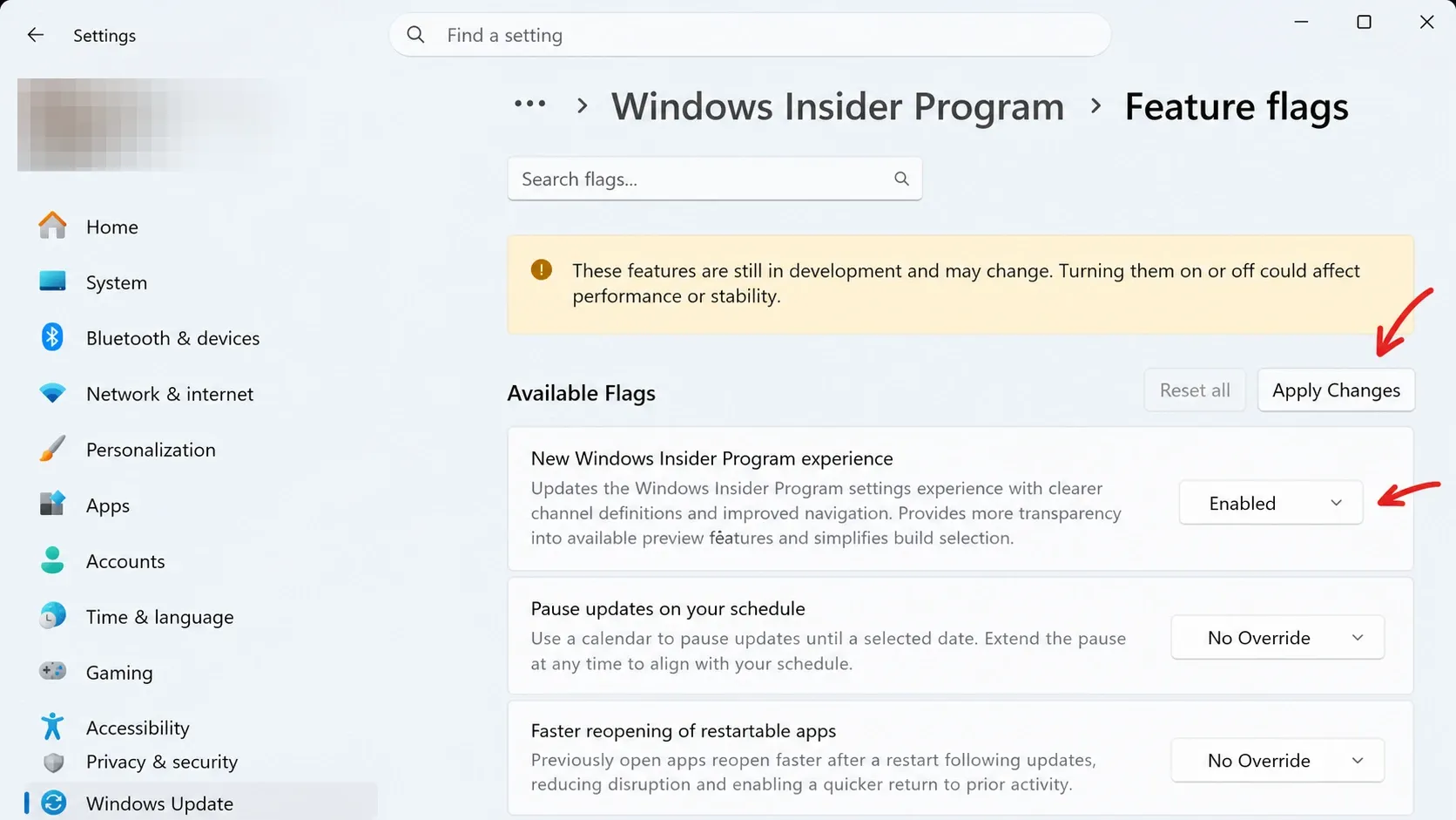 تفعيل ميزات Windows 11 المخفية باستخدام الأعلام