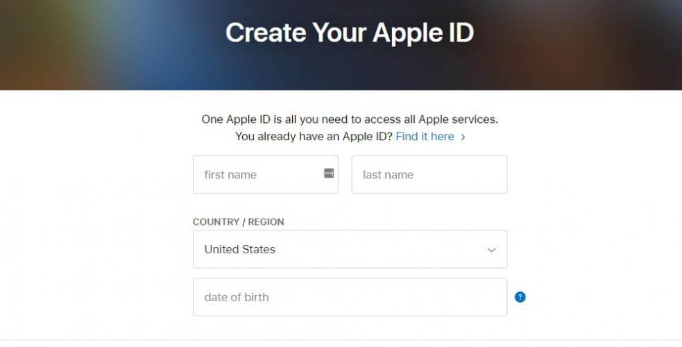 إنشاء Apple ID