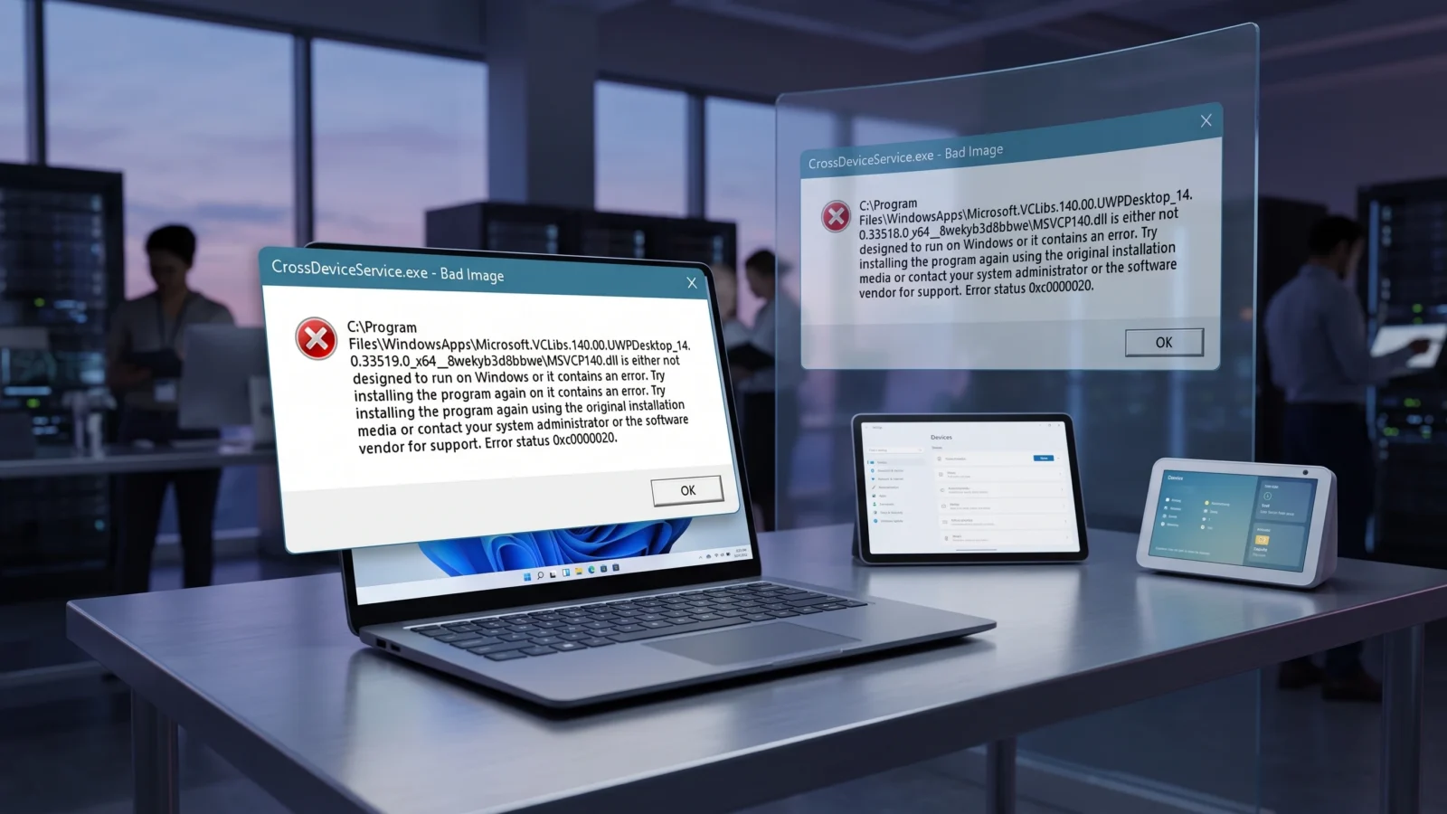 حل أخطاء CrossDeviceService.exe: "صورة تالفة" e "المعلمة غير صحيحة"
