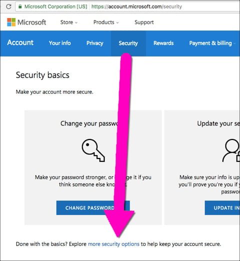 استكشاف المزيد من خيارات الأمان في Microsoft