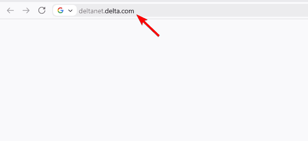 شريط عنوان متصفح يظهر فيه deltanet.delta.com