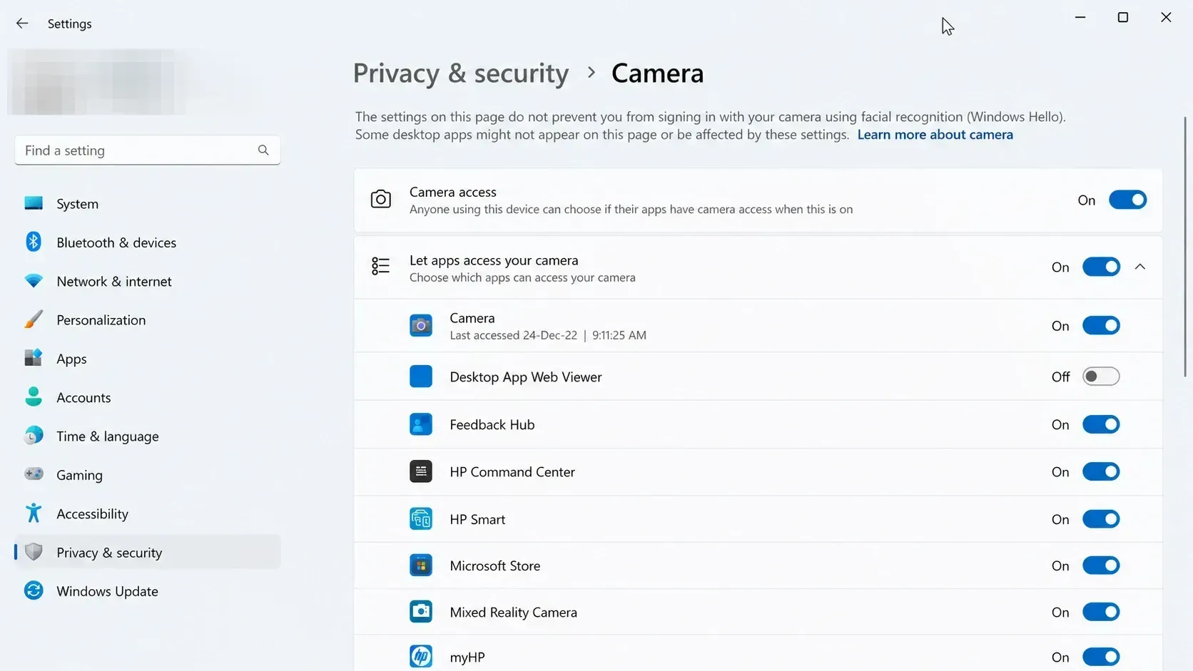 Uprawnienia aplikacji Aparat w systemie Windows 11