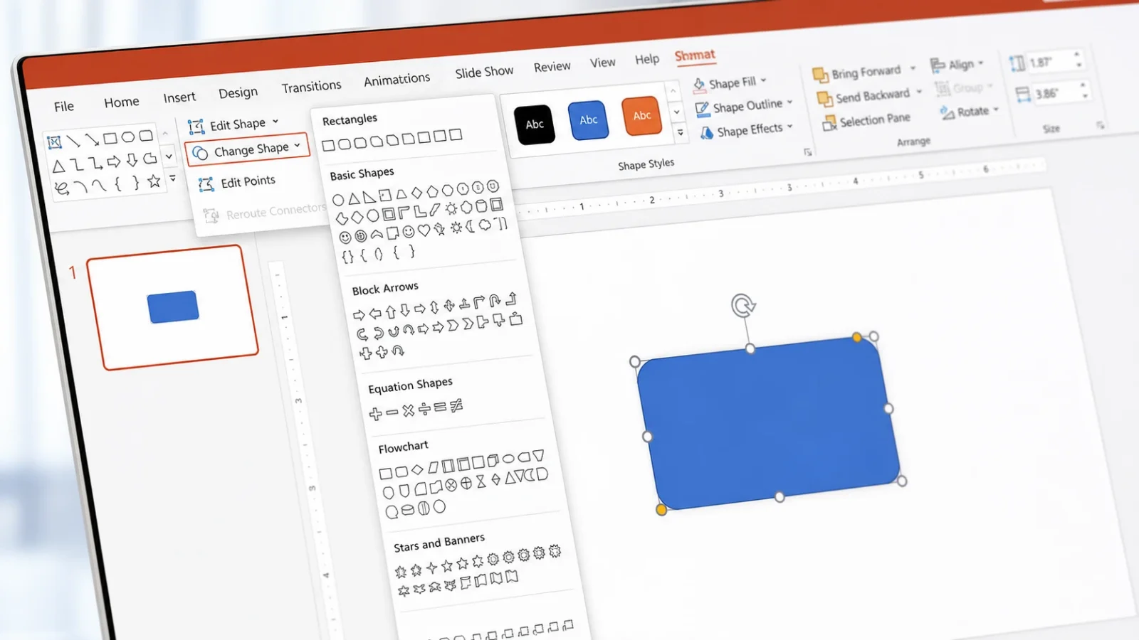 كيفية تغيير شكل الصورة في PowerPoint