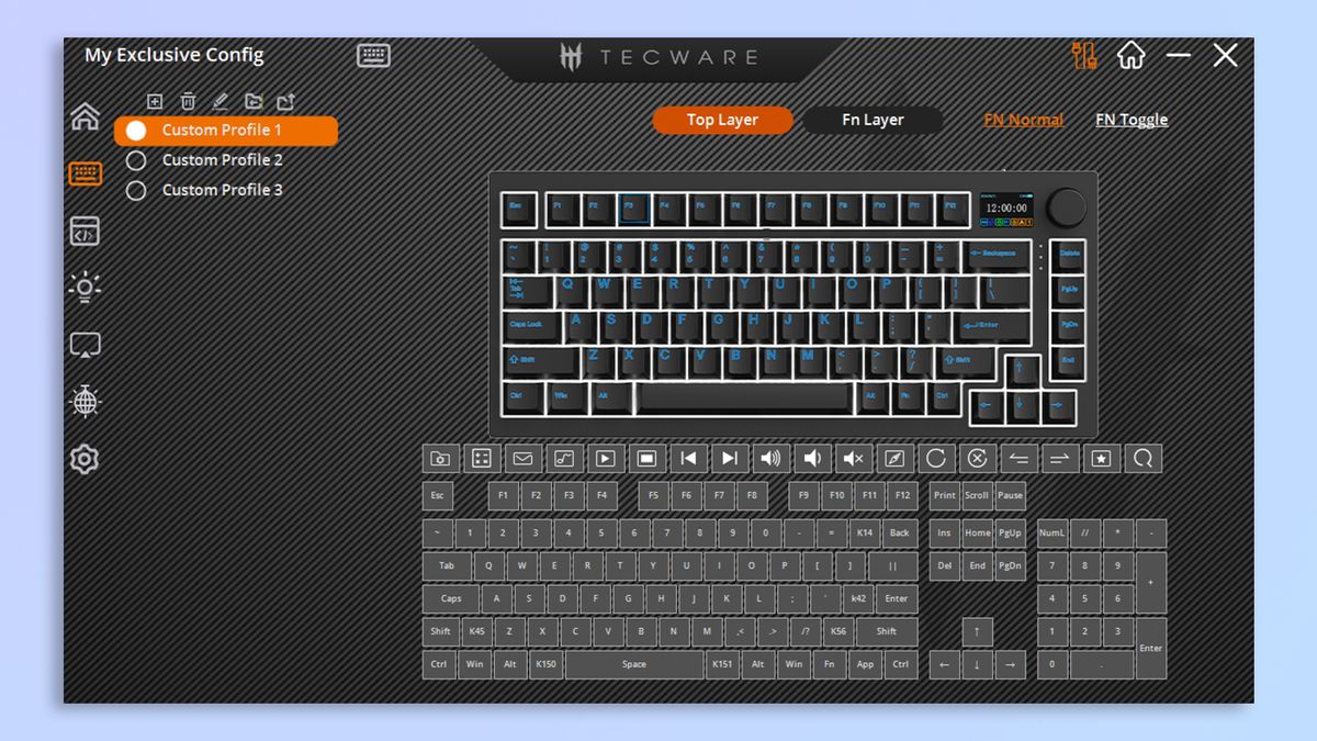 لقطة شاشة لبرنامج Tecware Spectre 75 المصاحب