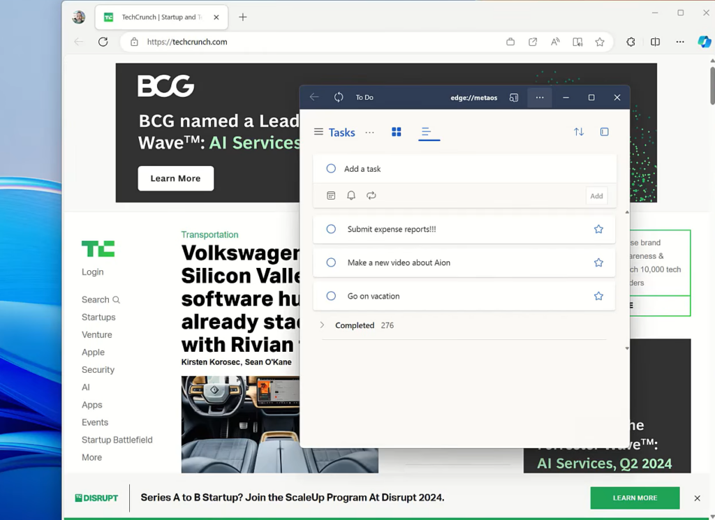 صورة توضيحية لواجهة Copilot في نظام Windows