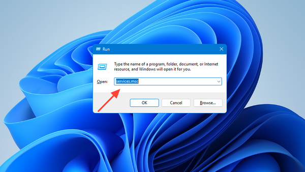 صورة لنافذة الخدمات في Windows 11.