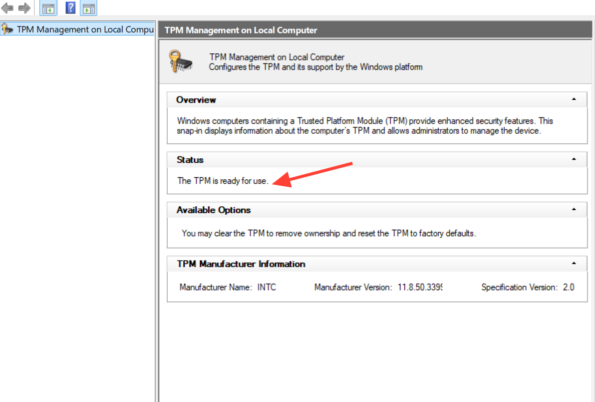 لقطة شاشة توضح إعدادات TPM في BIOS/UEFI