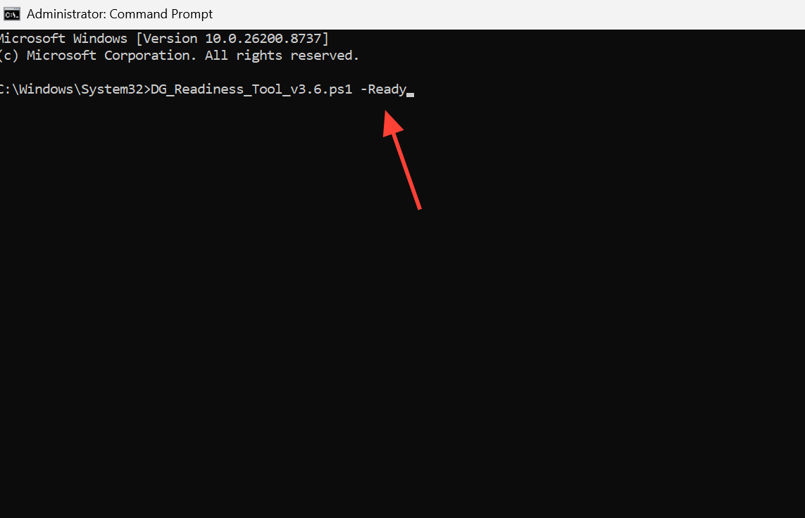 لقطة شاشة لأوامر PowerShell المستخدمة لتعطيل Credential Guard