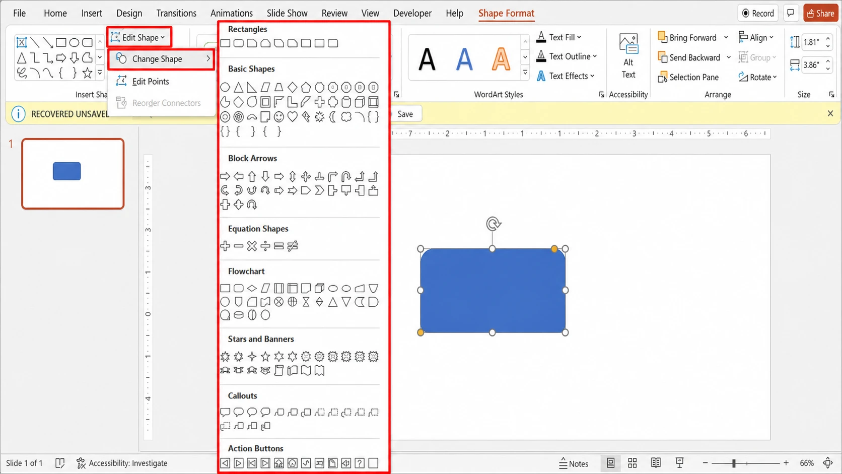 كيفية تغيير شكل الصورة في PowerPoint
