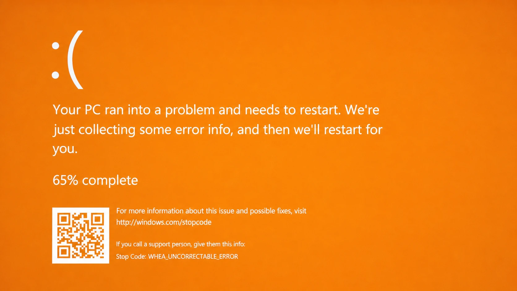 شاشة الموت البرتقالية في Windows 10