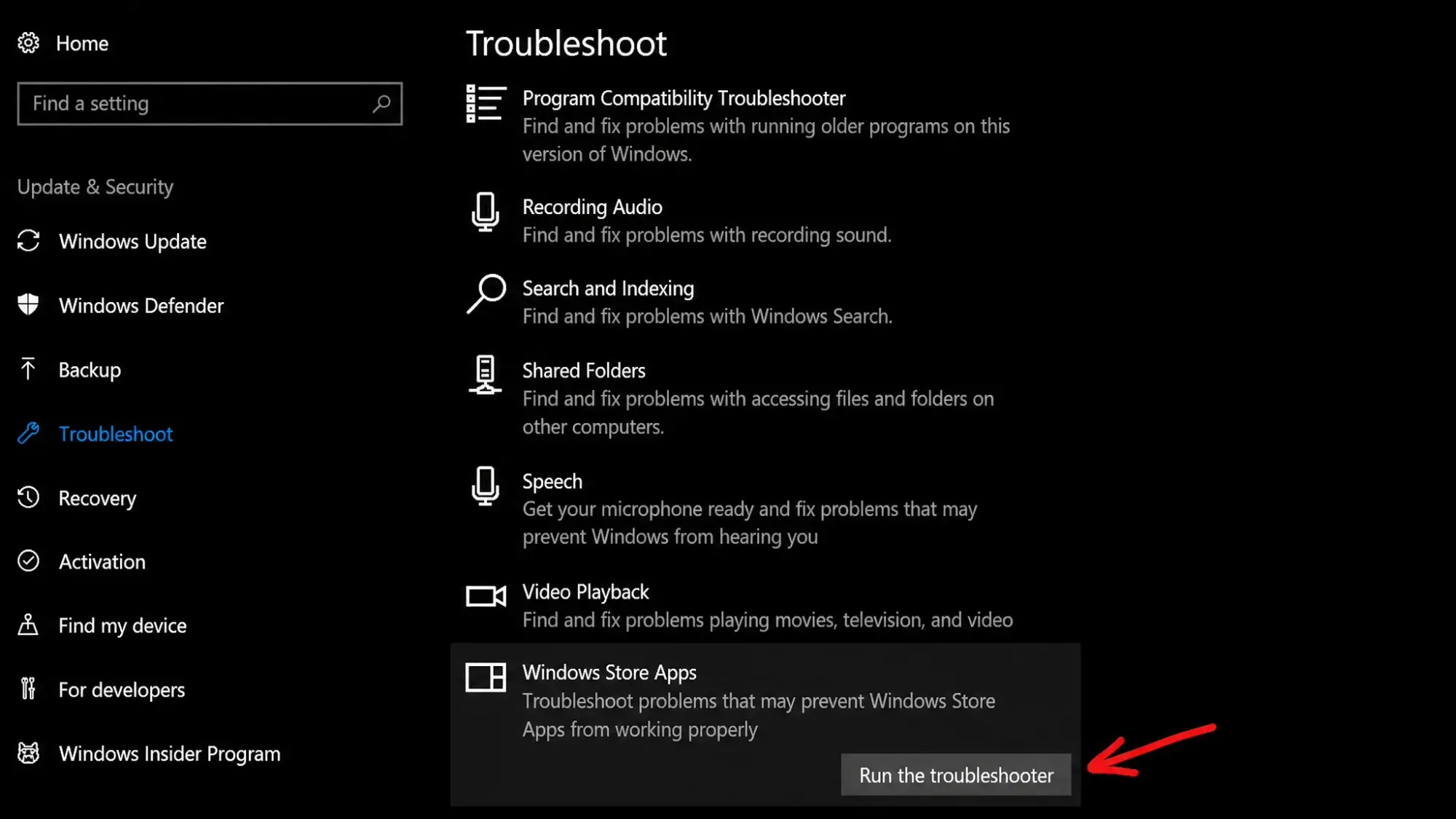 مستكشف أخطاء تطبيقات متجر Windows ومصلحها - Windows 10