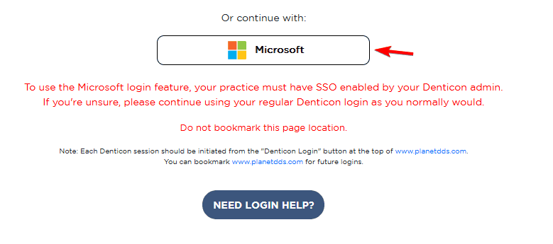 خيار تسجيل الدخول باستخدام Microsoft