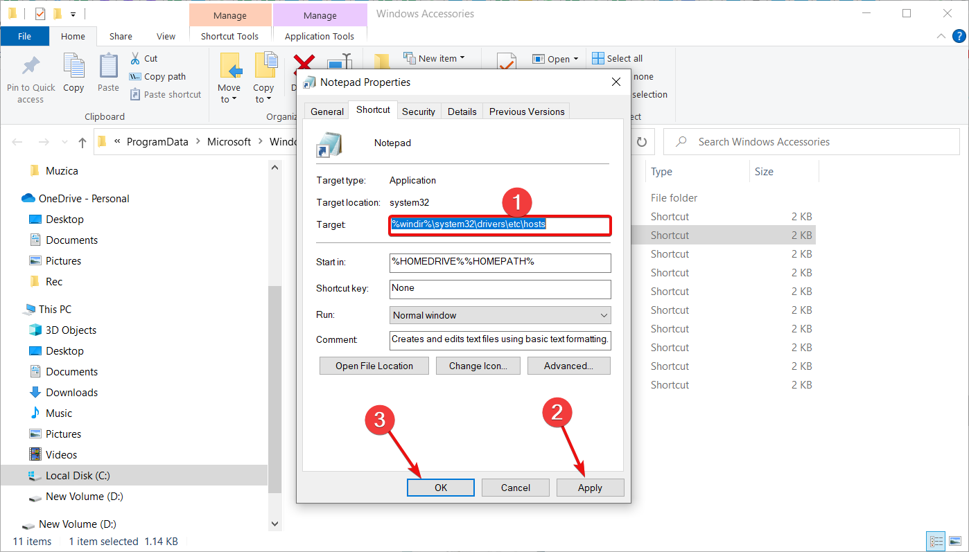 مسار Notepad في Windows