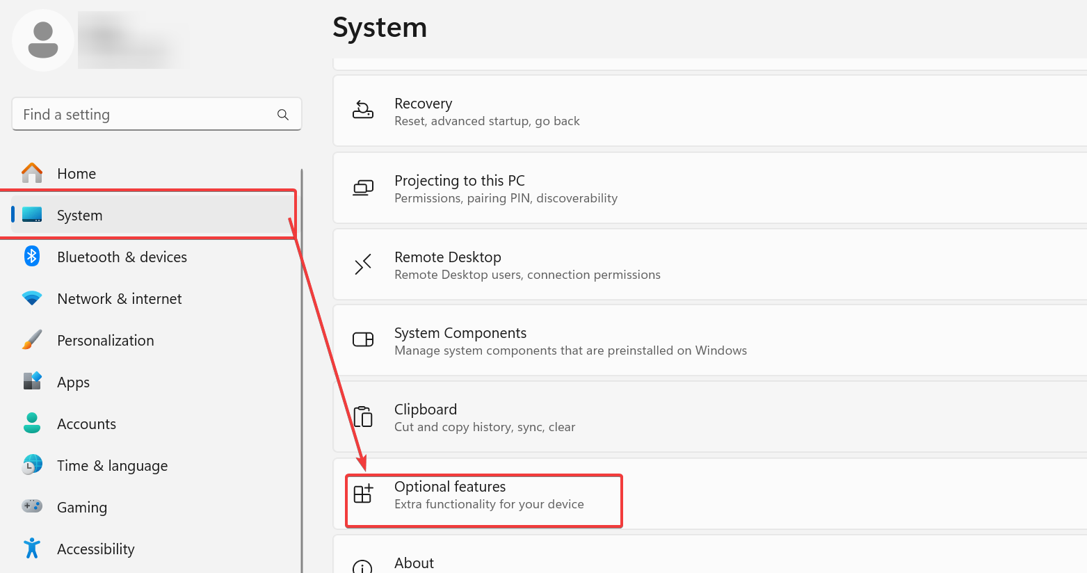 الميزات الاختيارية في Windows
