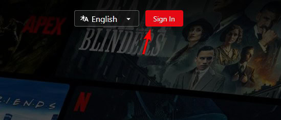 زر تسجيل الدخول إلى Netflix