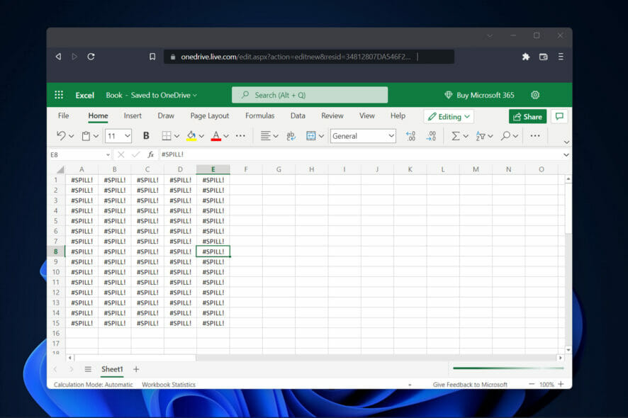 خطأ تجاوز النطاق في Excel