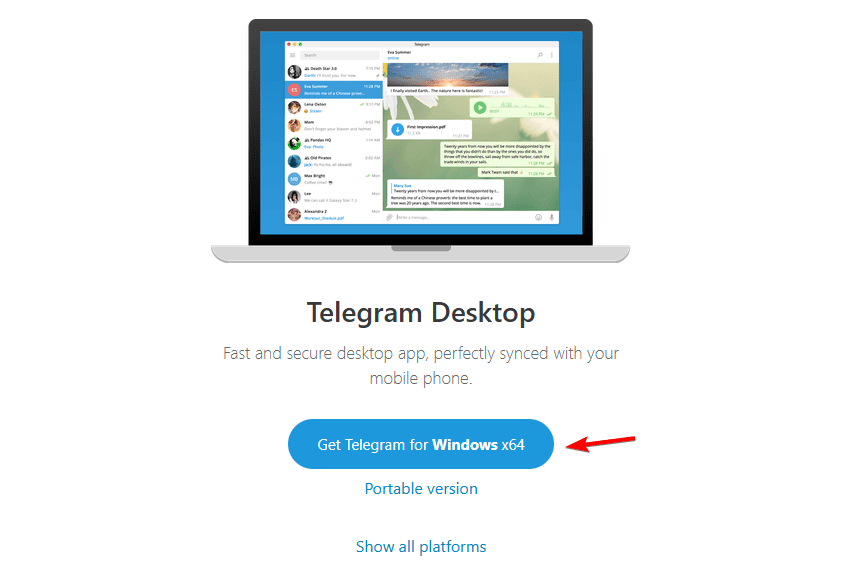 تطبيق Telegram للكمبيوتر المكتبي