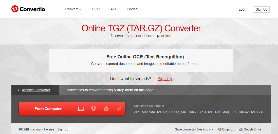 فتح ملف TGZ وتحويله إلى ZIP