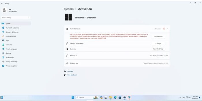صورة توضيحية لشاشة تنشيط Windows 11 وإدخال مفتاح المنتج