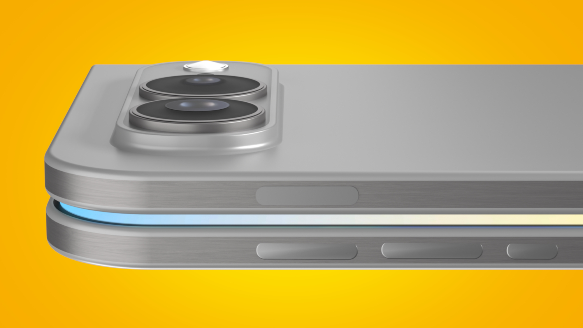 صورة مفاهيمية لهاتف iPhone Ultra على خلفية صفراء