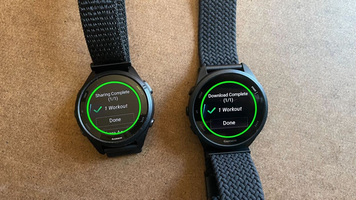 Garmin Share lets you send a workout to another watch