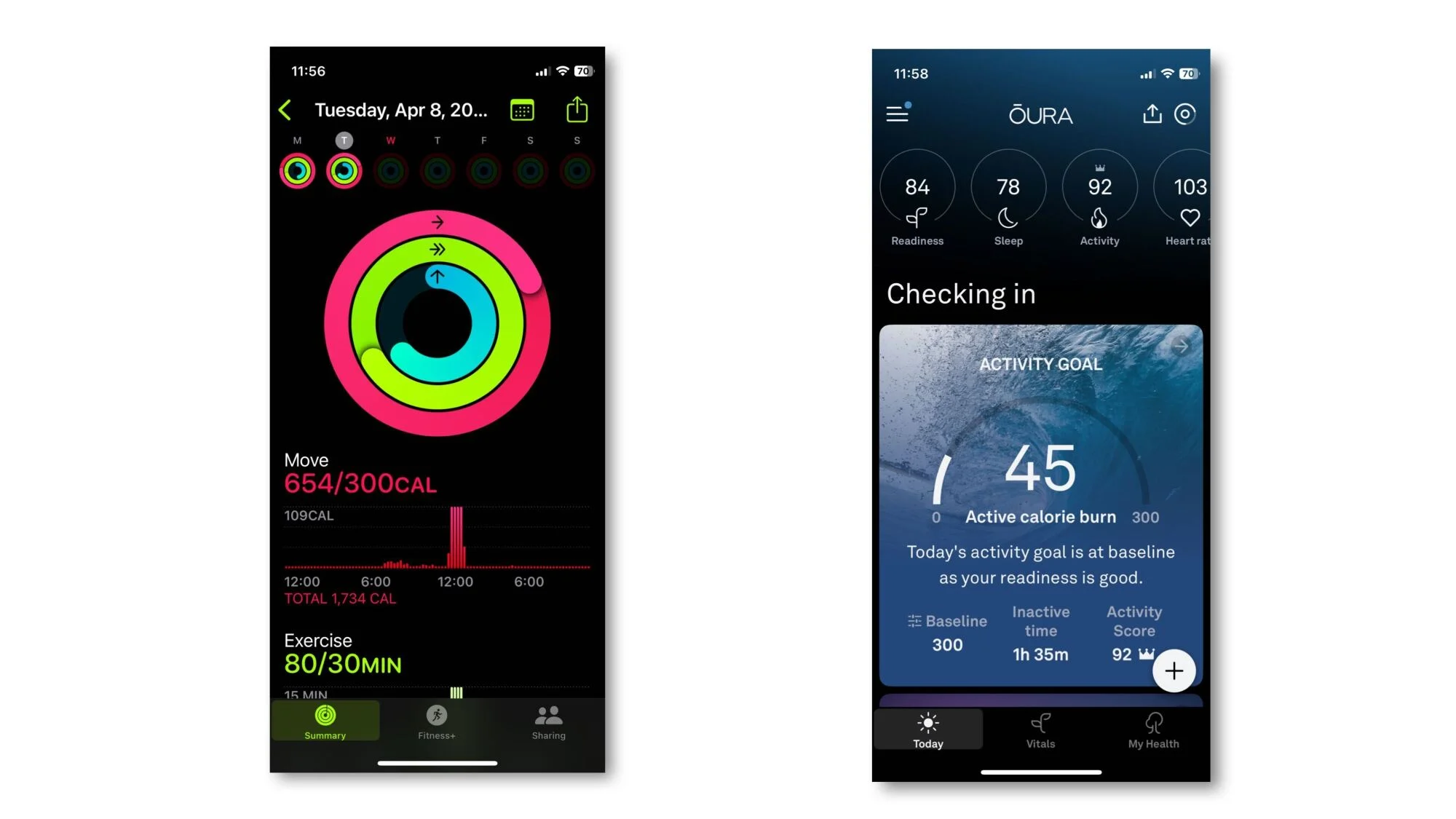 حلقات Apple، وتقييمات Oura، وهدف النشاط