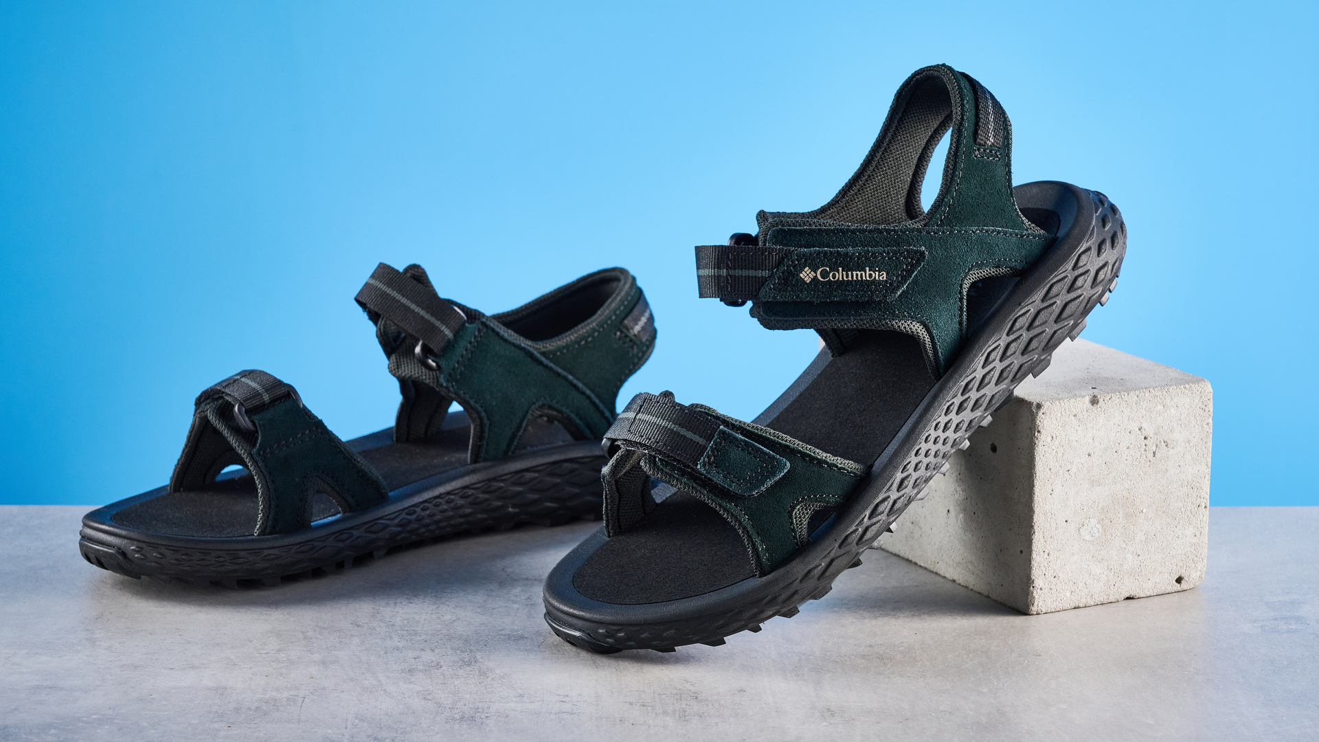 صندل Columbia Konos Hiker 2-Strap للمشي مع خلفية تومز جايد الزرقاء