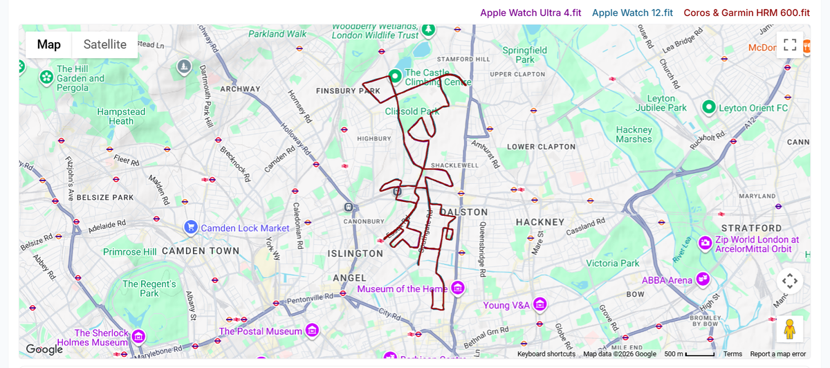 مسارات GPS: مقارنة Apple Watch