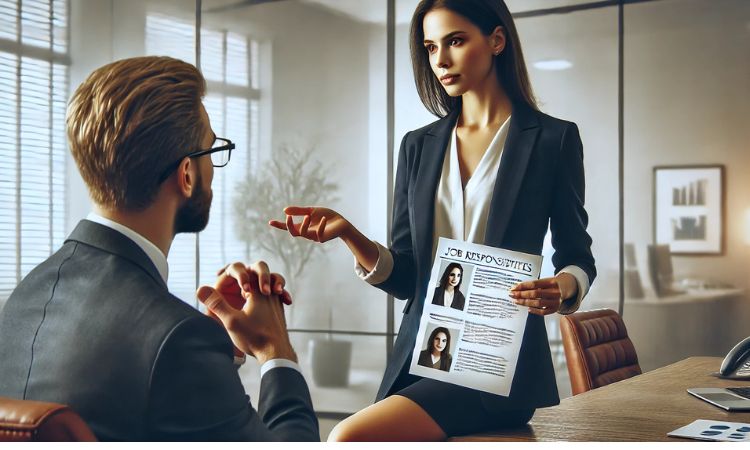 موظفة تُسلط الضوء على دورها الوظيفي الموسع وإنجازاتها أثناء التفاوض مع مديرها، مع التركيز على متى تطلب زيادة في الراتب بعد تولي المزيد من المهام.